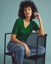 Maia Stovepipe Sleeve V Neck Tee - Green Park | Plus Size & Straight Size Women's Fashion | Universal Standard
