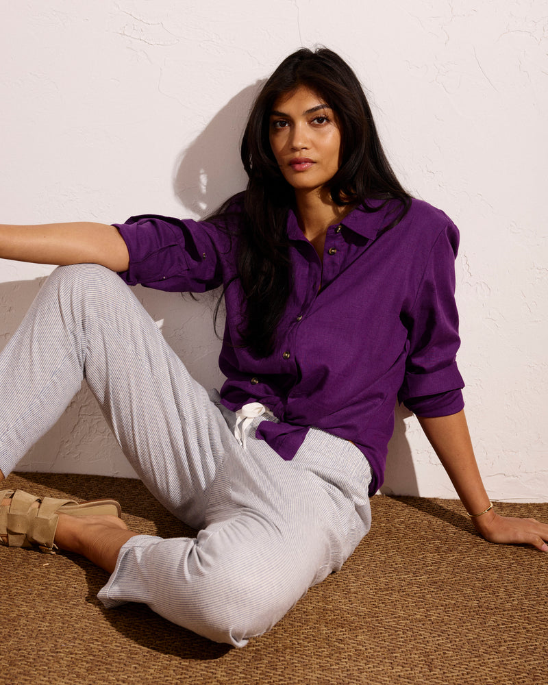 Sayville Linen Drawstring Pant - Beach Stripe | Plus Size & Straight Size Women's Fashion | Universal Standard