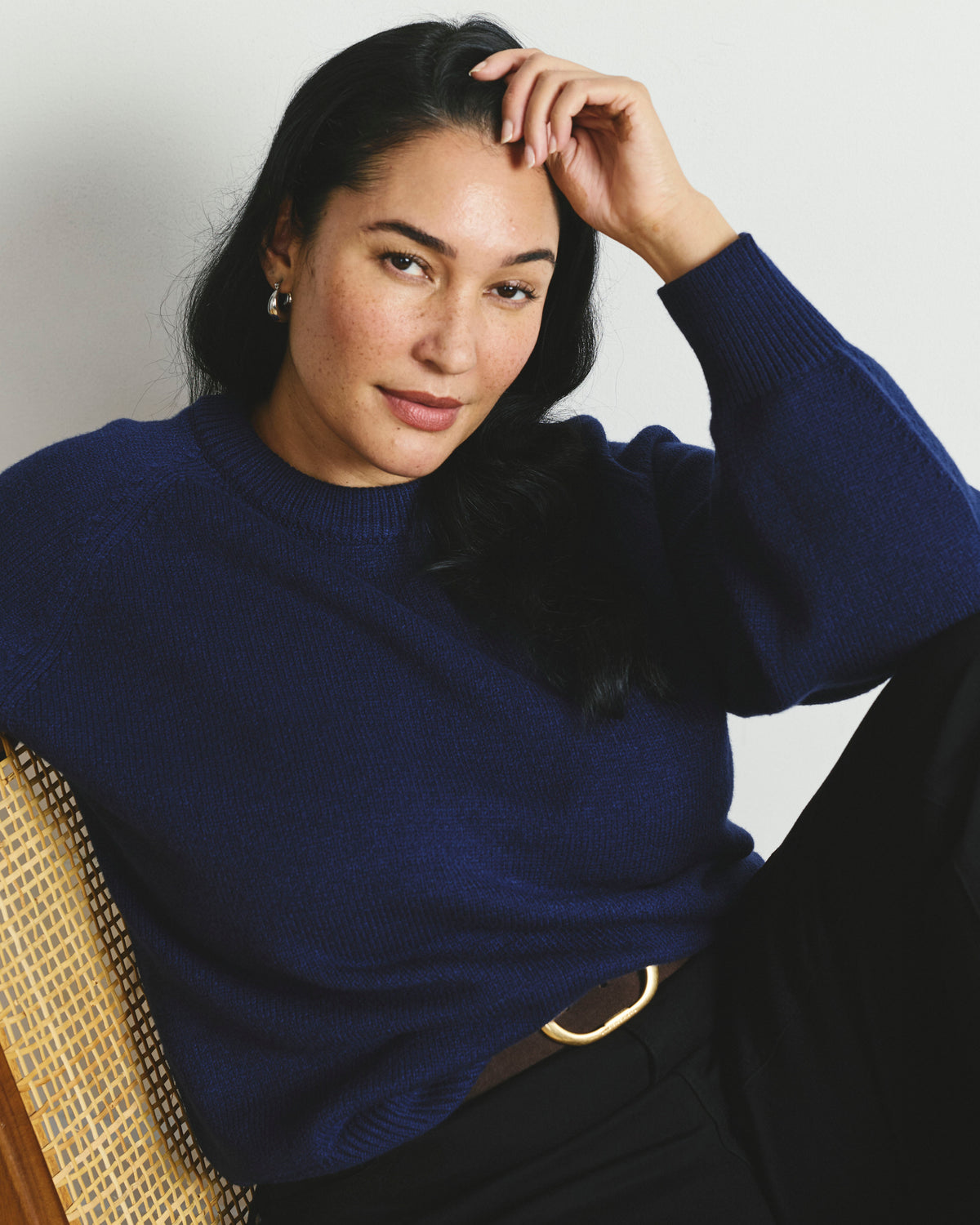 Soft Spun Long Sleeve Sweater - Navy