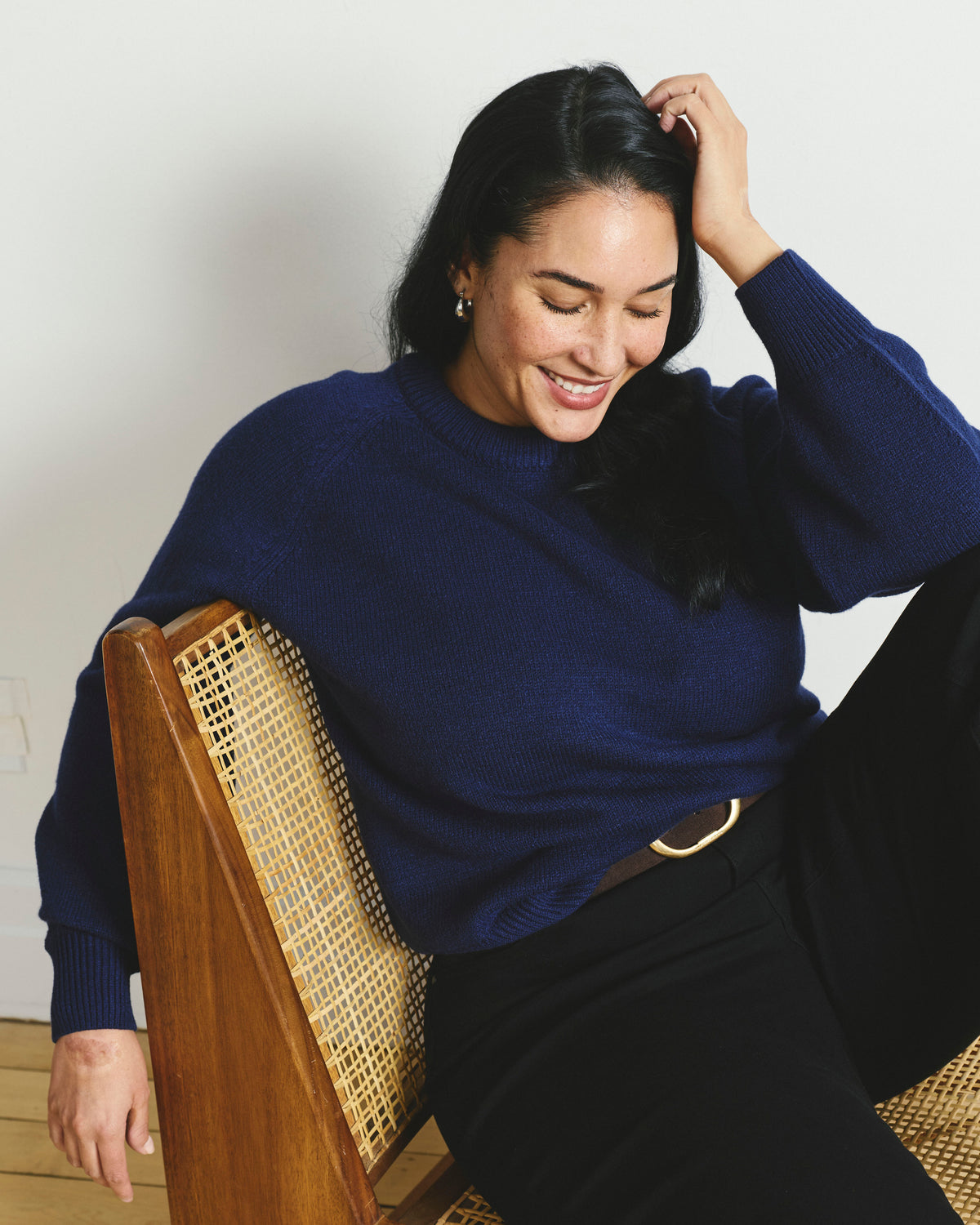 Soft Spun Long Sleeve Sweater - Navy
