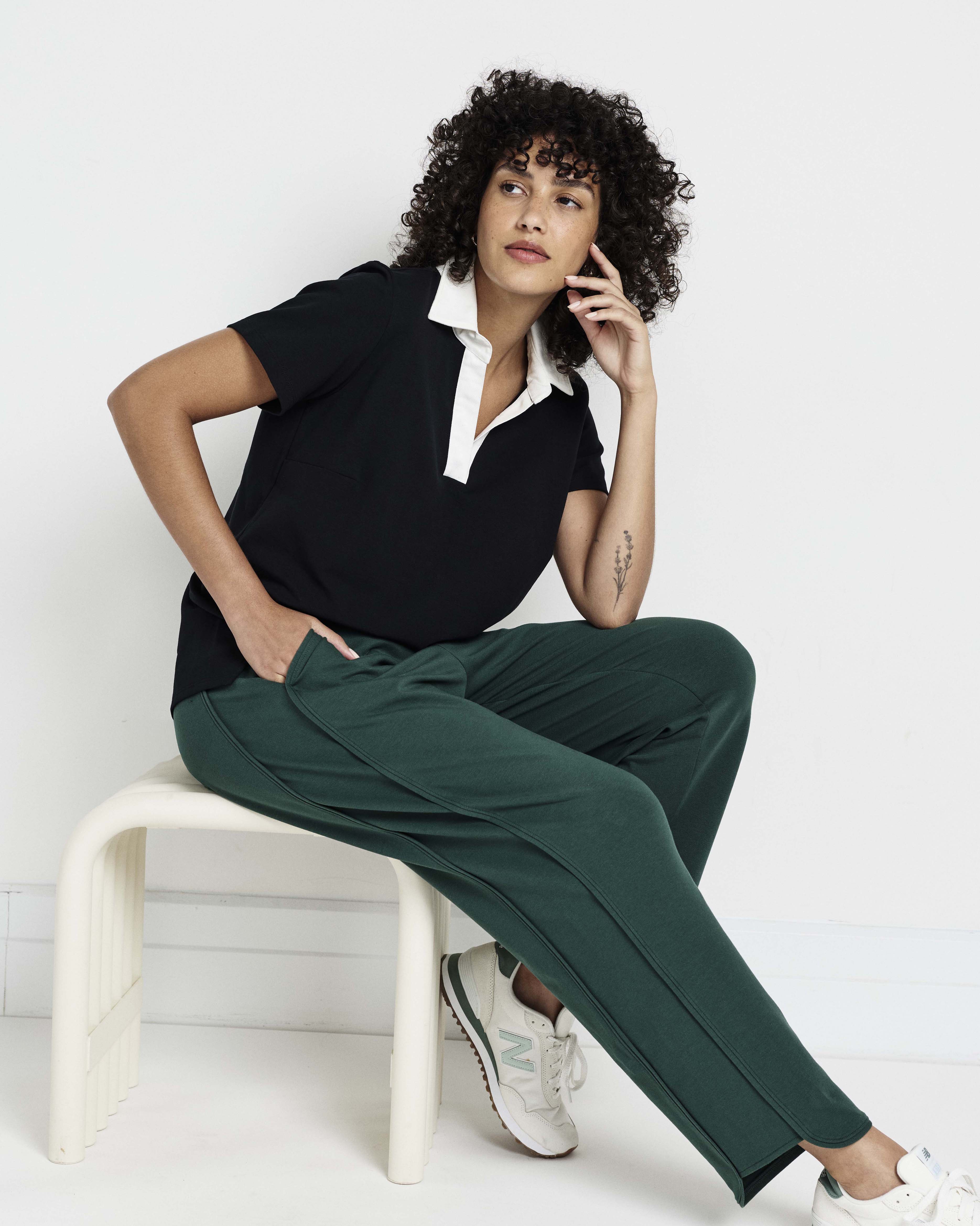Varsity French Terry Pull On Pants - Forest Green | Plus Size & Straight Size Women's Fashion | Universal Standard