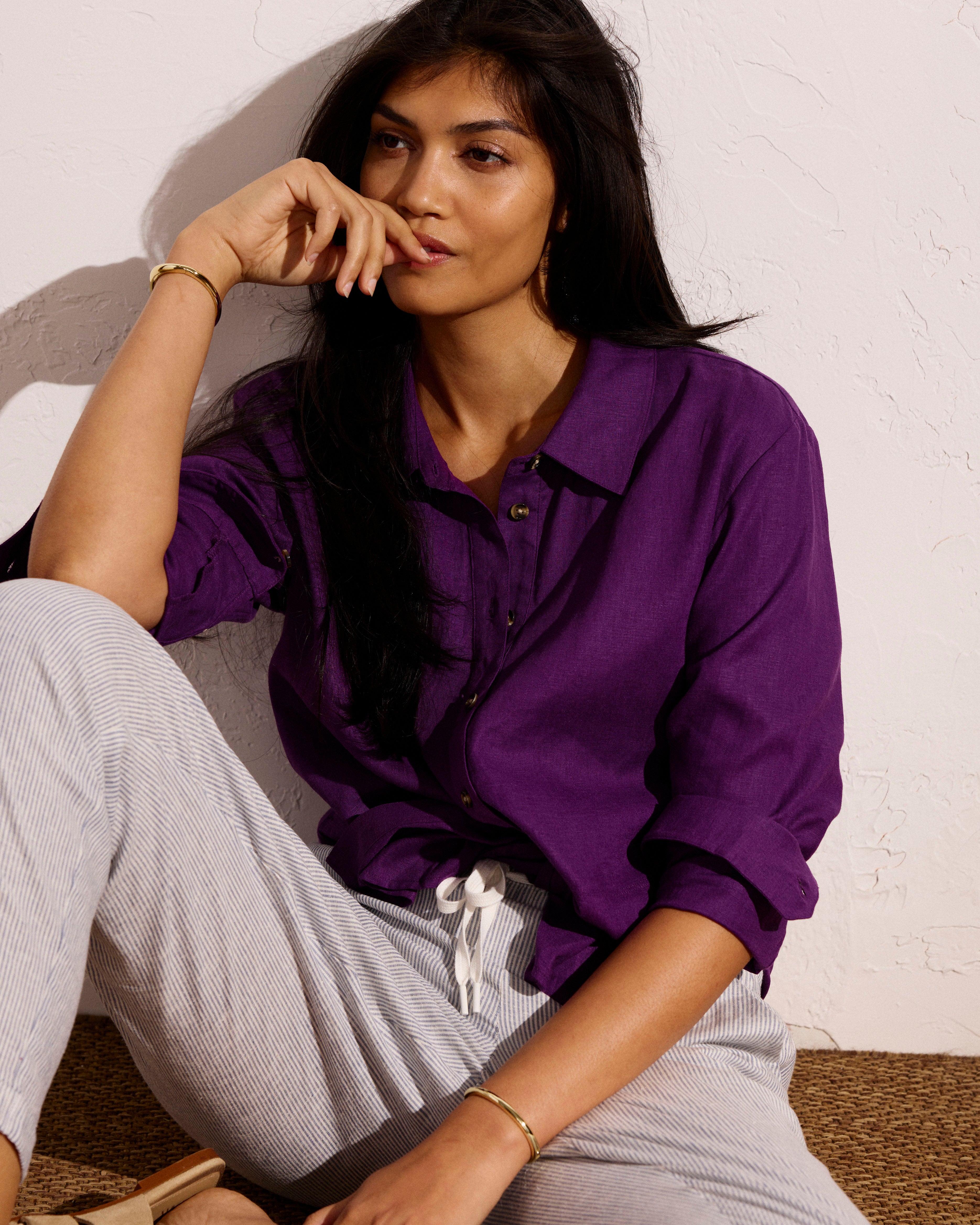 Dawn Linen Blend Hi Low Tunic - Dreamy Purple | Plus Size & Straight Size Women's Fashion | Universal Standard