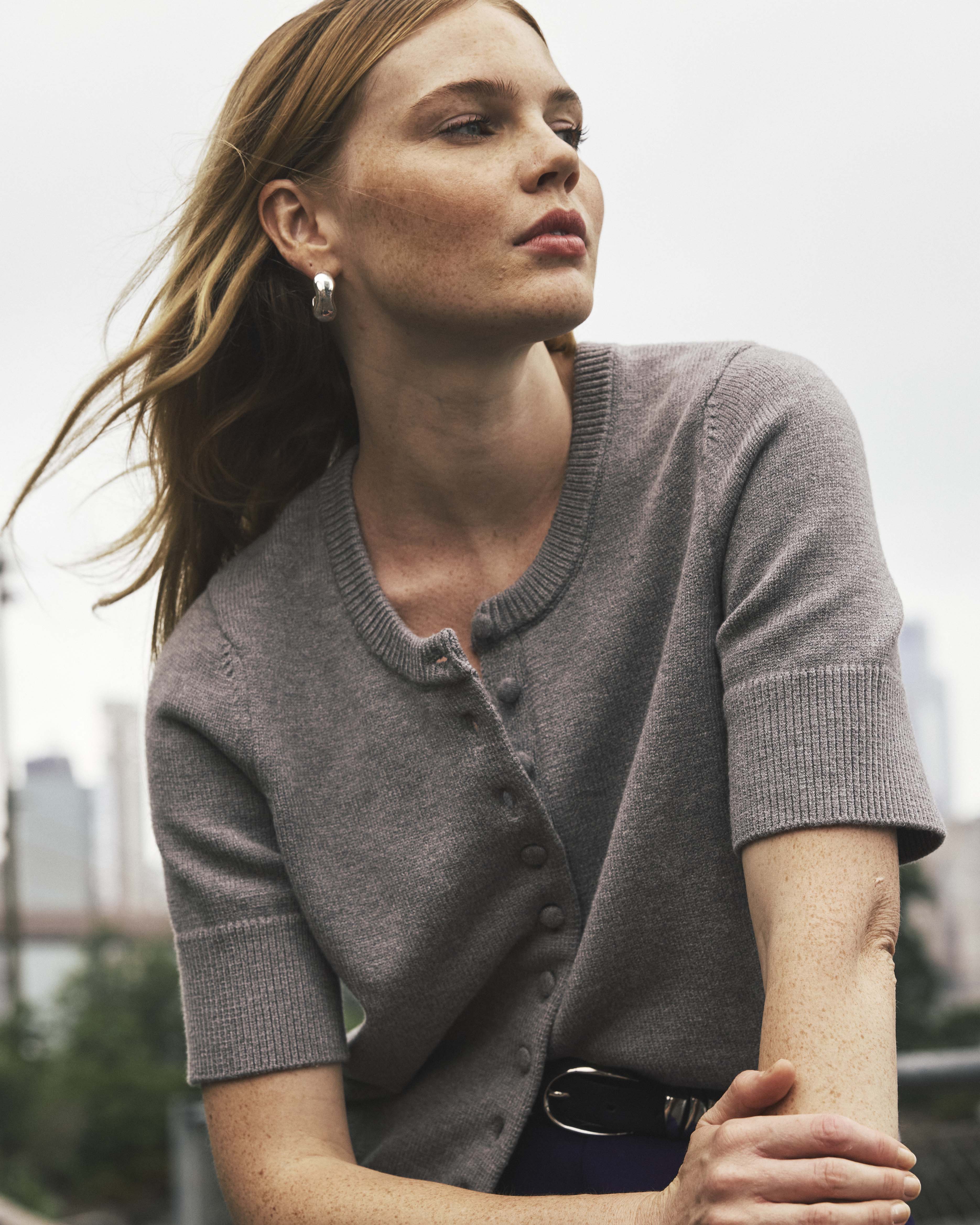 Soft Spun Short Sleeve Cardigan - Barcarolle Gray | Plus Size & Straight Size Women's Fashion | Universal Standard