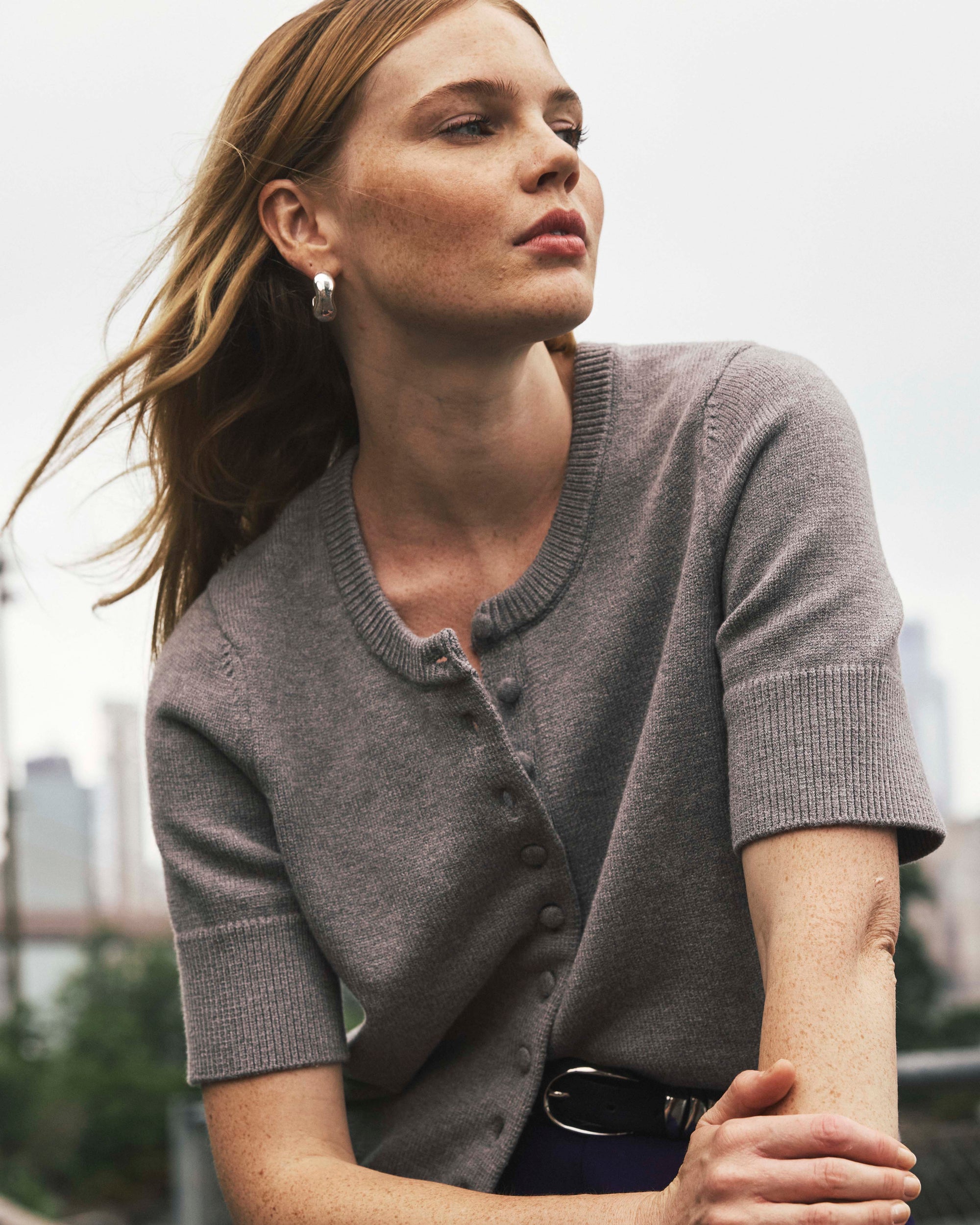 Soft Spun Short Sleeve Cardigan - Barcarolle Gray | Plus Size & Straight Size Women's Fashion | Universal Standard