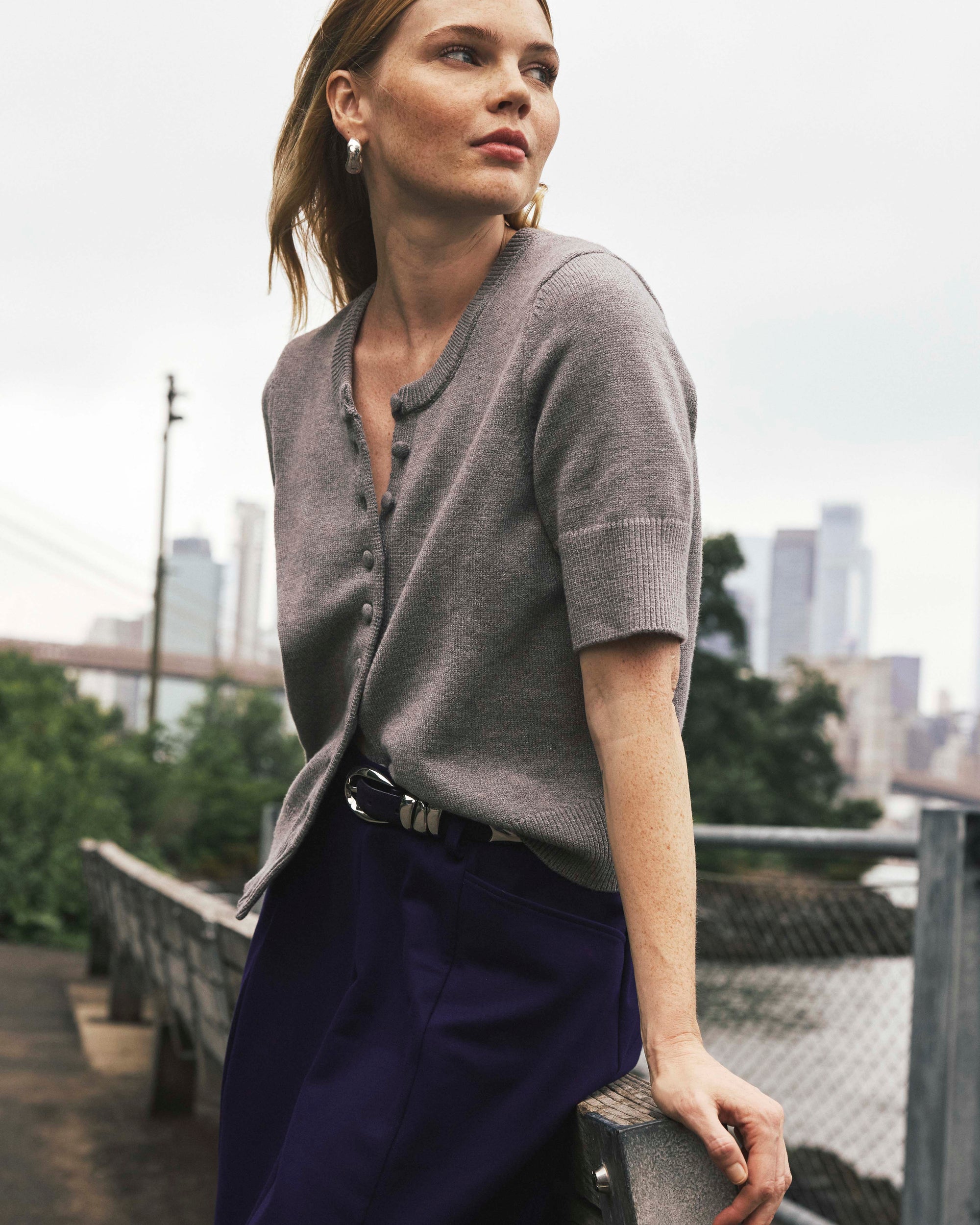 Soft Spun Short Sleeve Cardigan - Barcarolle Gray | Plus Size & Straight Size Women's Fashion | Universal Standard