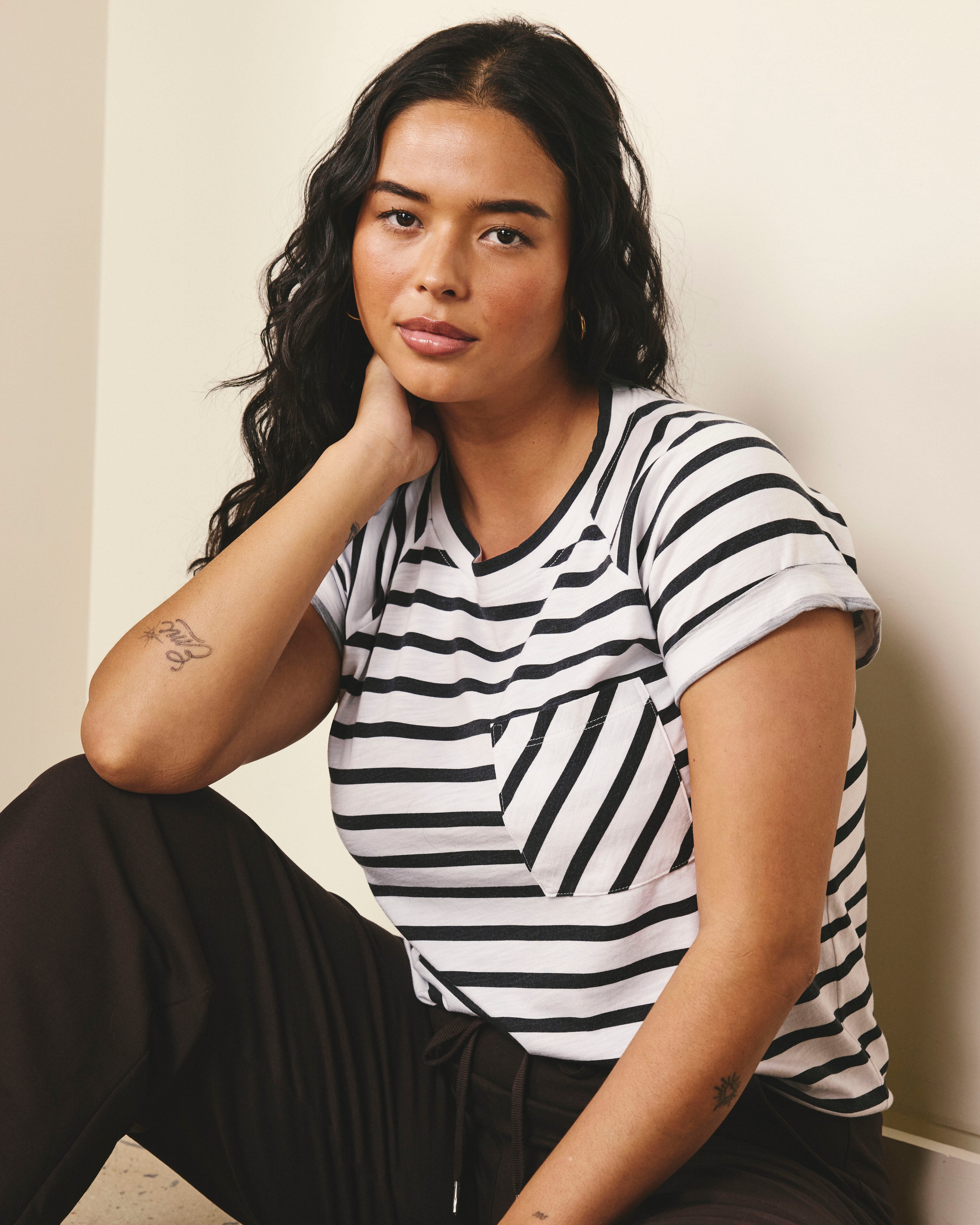 Light-As-Air Boy Tee - Zen Stripe | Plus Size & Straight Size Women's Fashion | Universal Standard