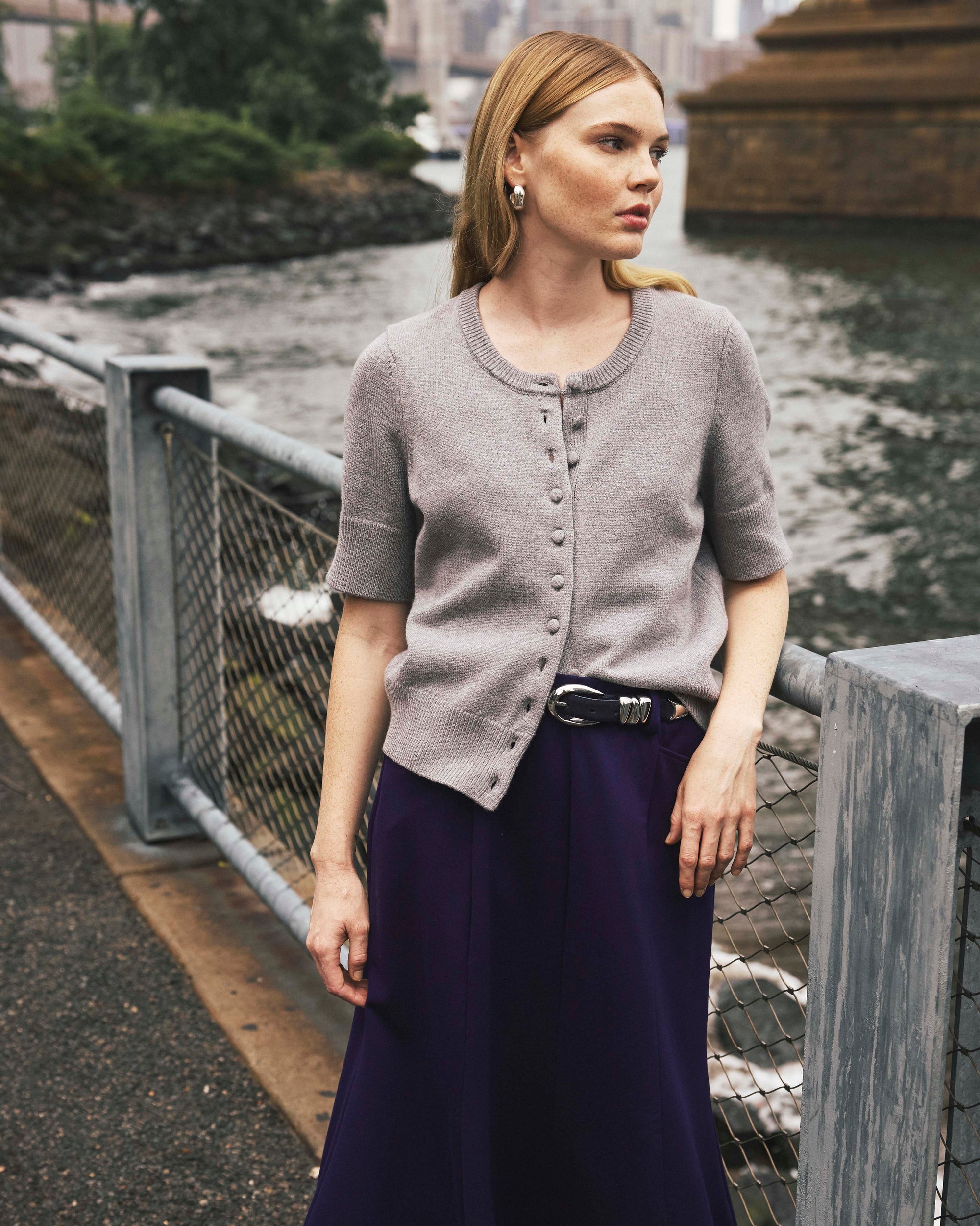 Soft Spun Short Sleeve Cardigan - Barcarolle Gray | Plus Size & Straight Size Women's Fashion | Universal Standard