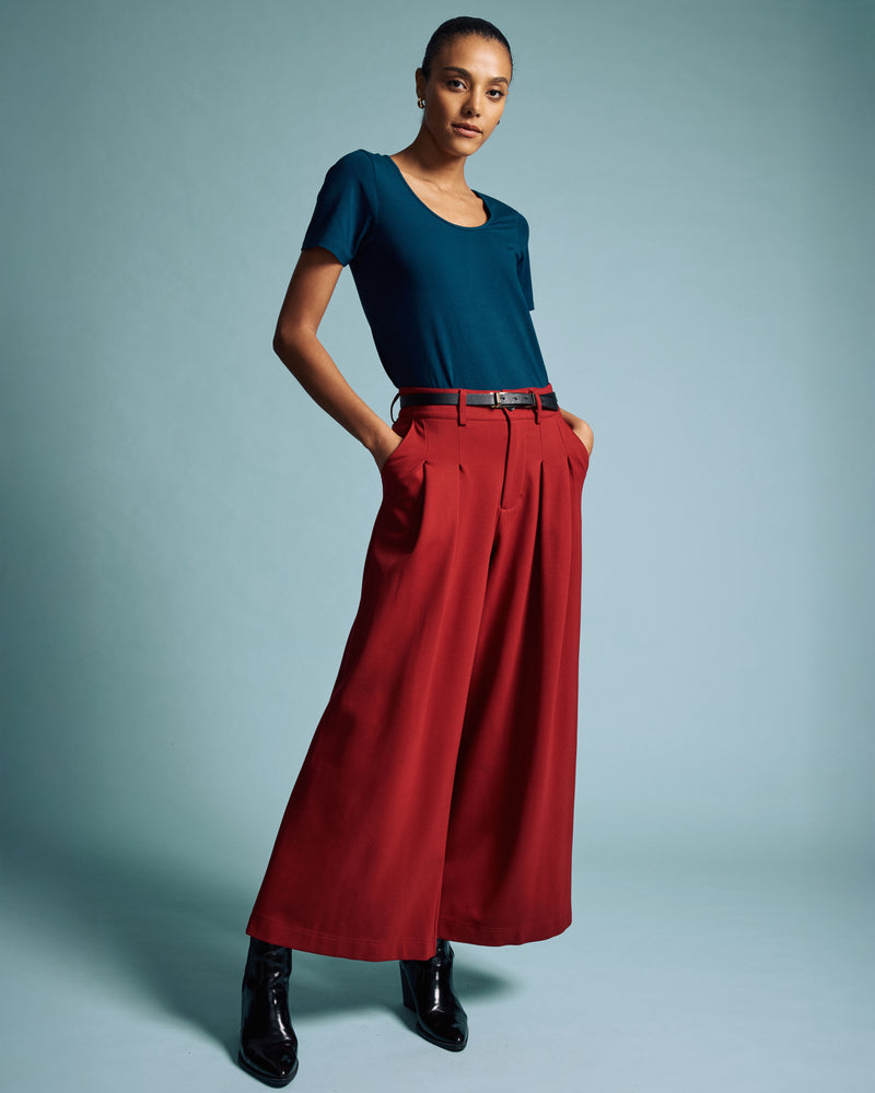 Palais Wide Leg Ponte Pants - Garnet