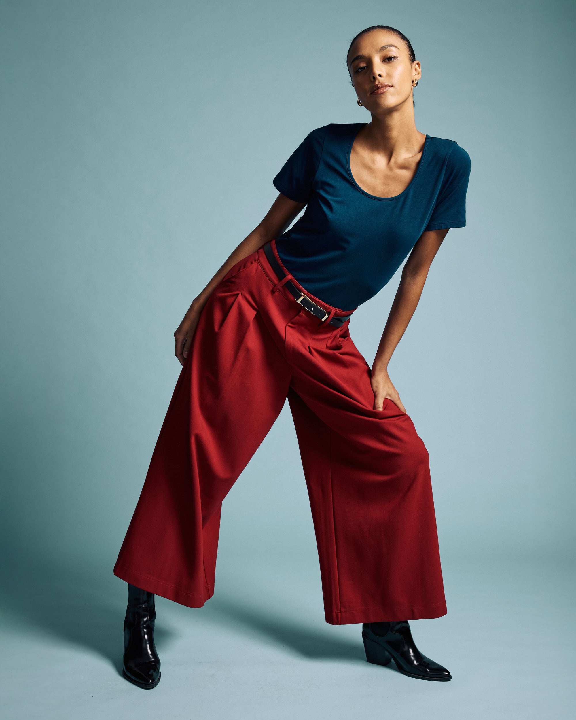 Palais Wide Leg Ponte Pants - Garnet
