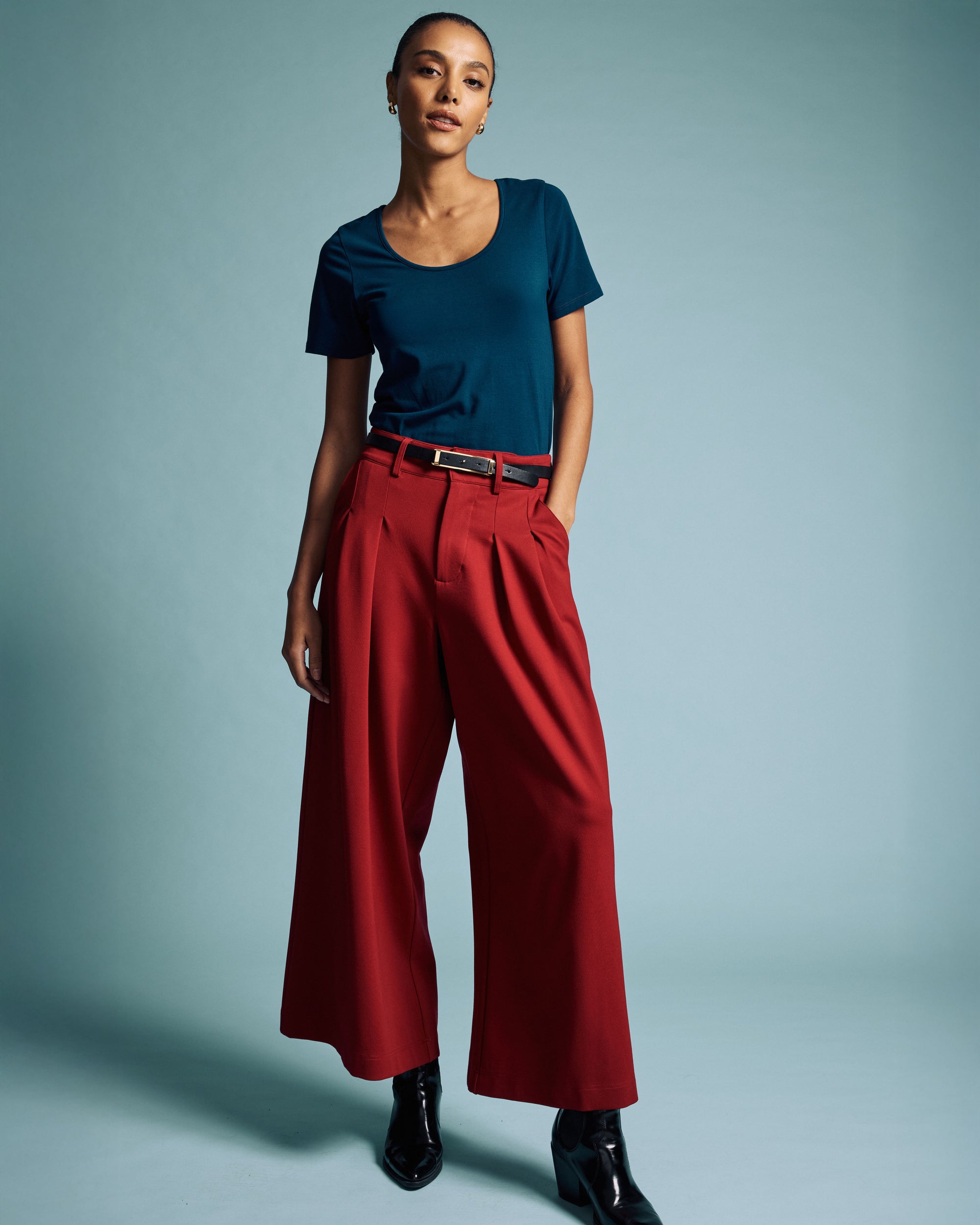 Palais Wide Leg Ponte Pants - Garnet