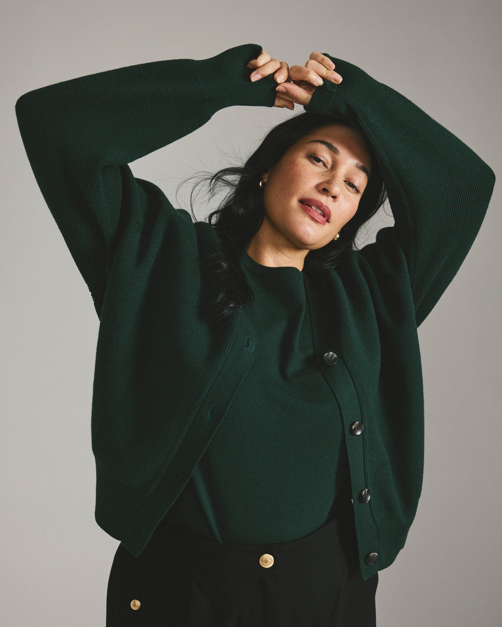 Savvy Fine Knit Sweater Top - Forest Green