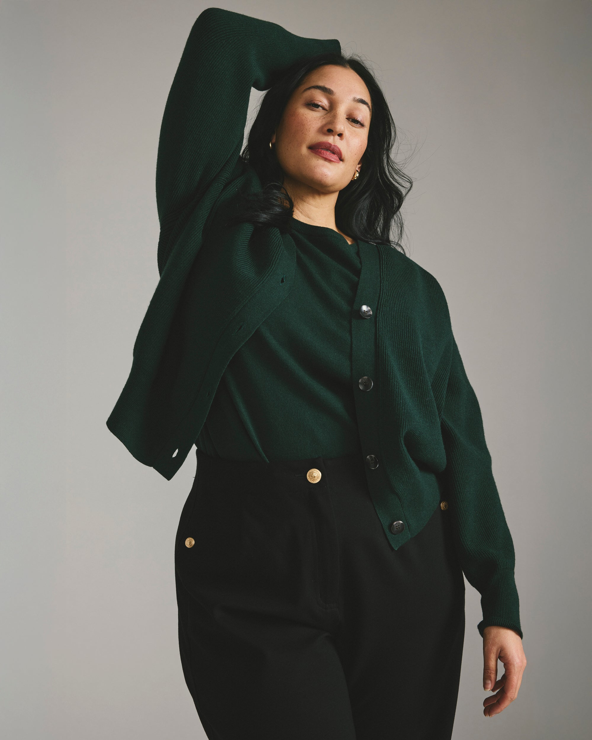 Savvy Fine Knit Sweater Top - Forest Green