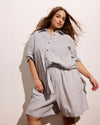 Juniper Linen Blend Easy Pull-On Shorts - Beach Stripe | Plus Size & Straight Size Women's Fashion | Universal Standard