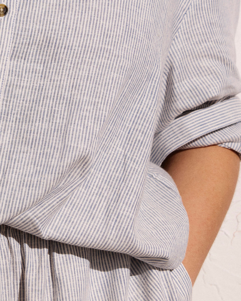 Maggie Barrel Leg Linen Jumpsuit - Beach Stripe | Plus Size & Straight Size Women's Fashion | Universal Standard