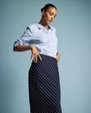 Anya Ponte Skirt - Navy Pinstripe