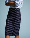 Anya Ponte Skirt - Navy Pinstripe