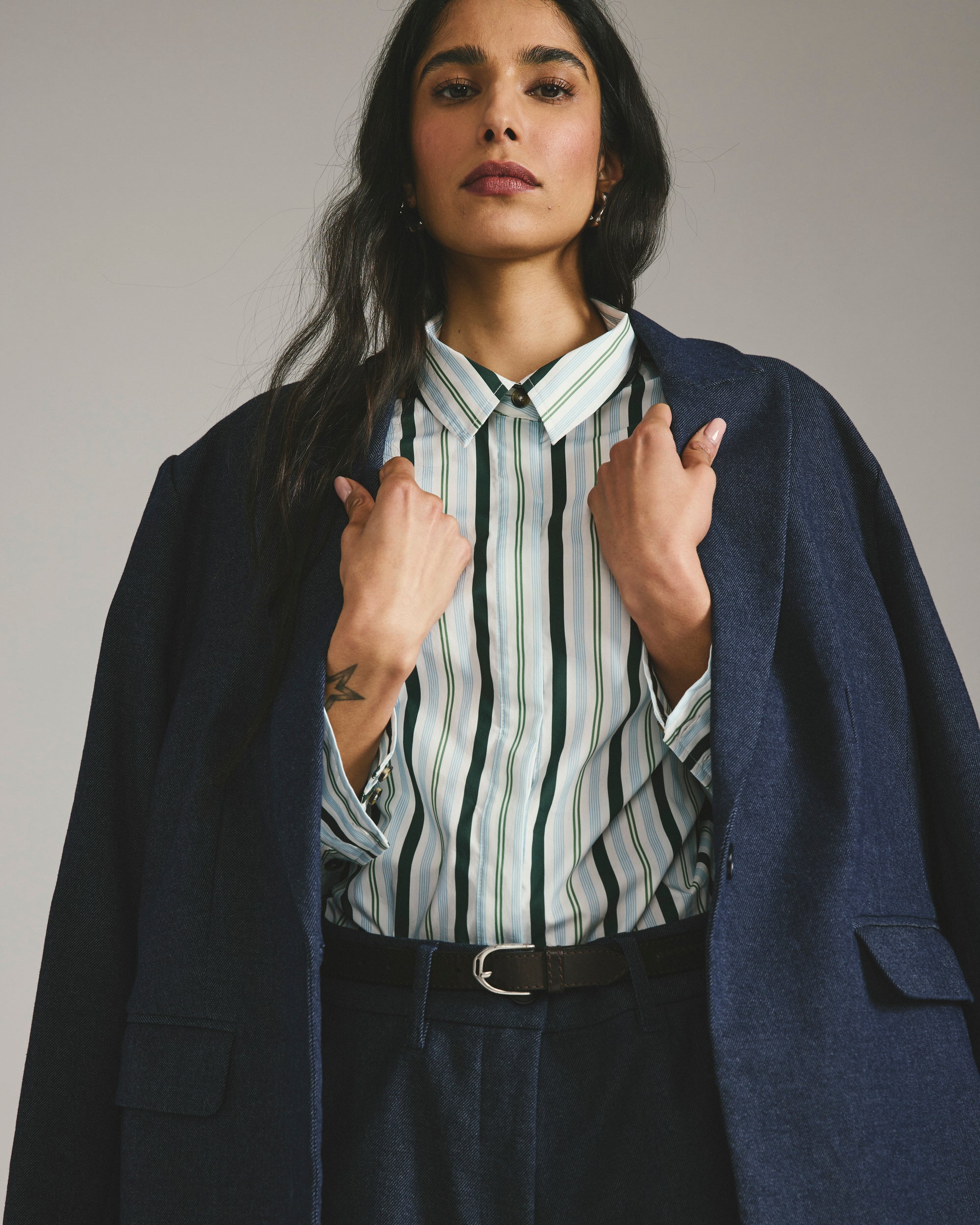 Percy Denim Look Blazer - Dark Indigo