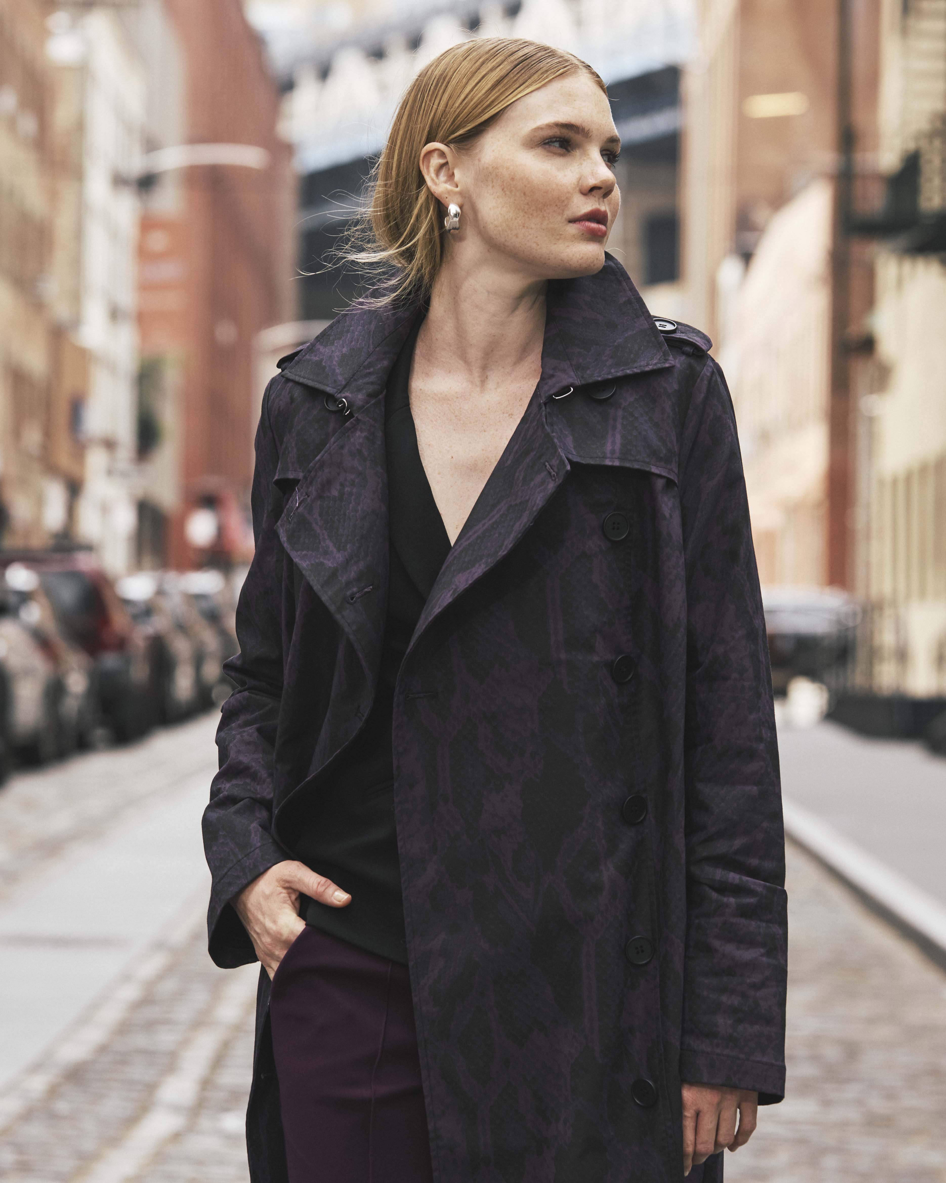 Derjon Trench Coat - Gamay Serpent Print – Universal Standard