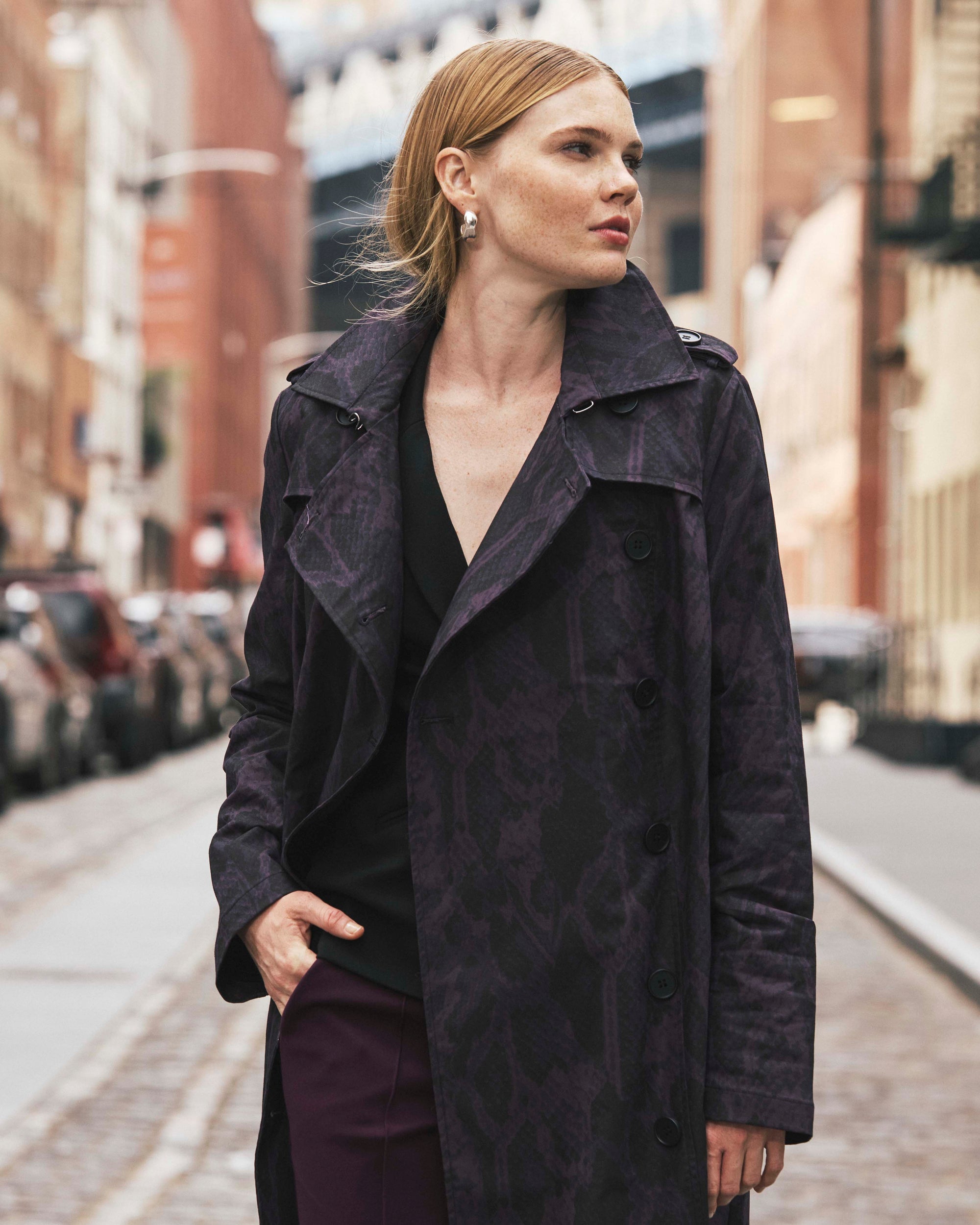 Derjon Trench Coat - Gamay Serpent Print | Plus Size & Straight Size Women's Fashion | Universal Standard