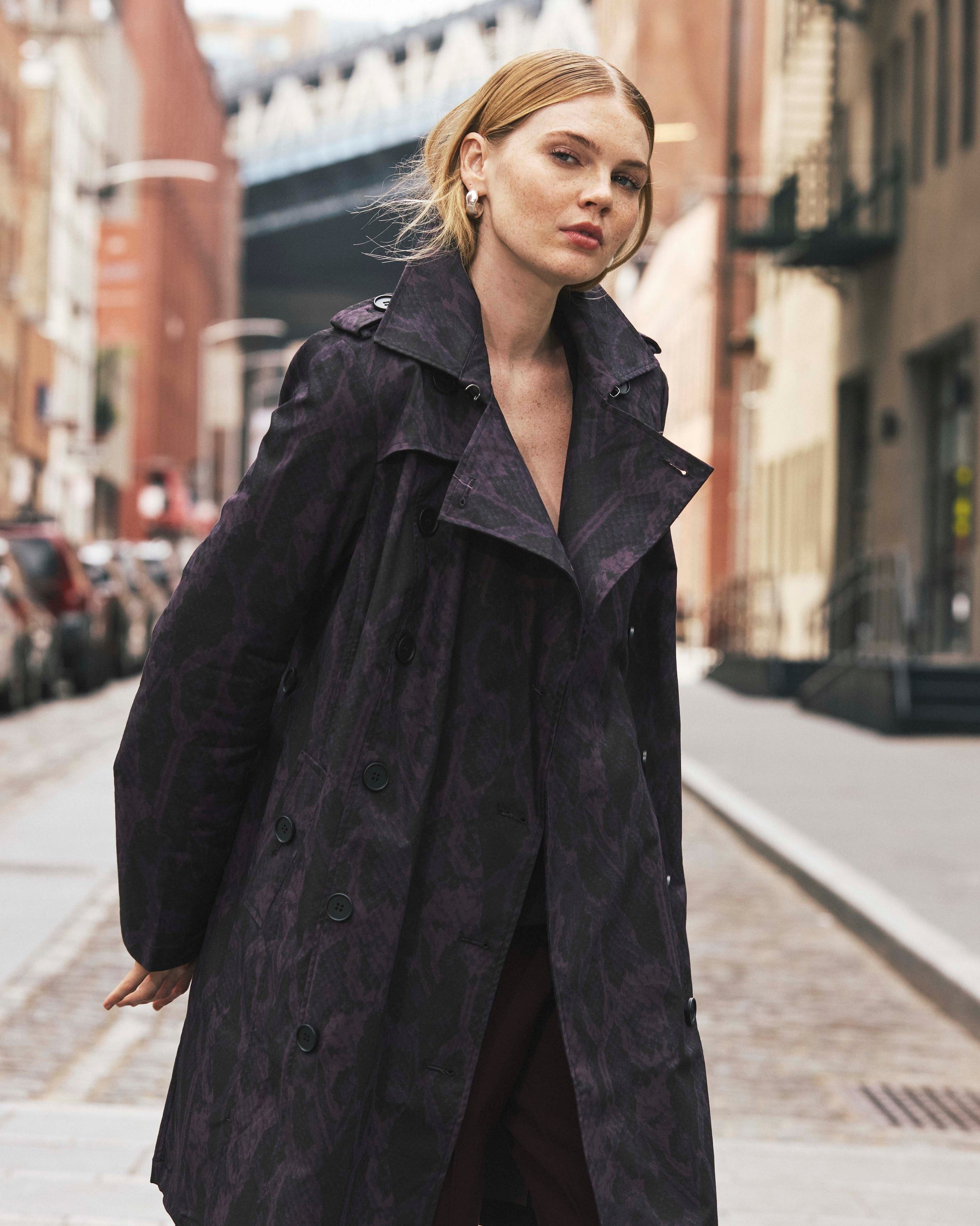 Derjon Trench Coat - Gamay Serpent Print | Plus Size & Straight Size Women's Fashion | Universal Standard