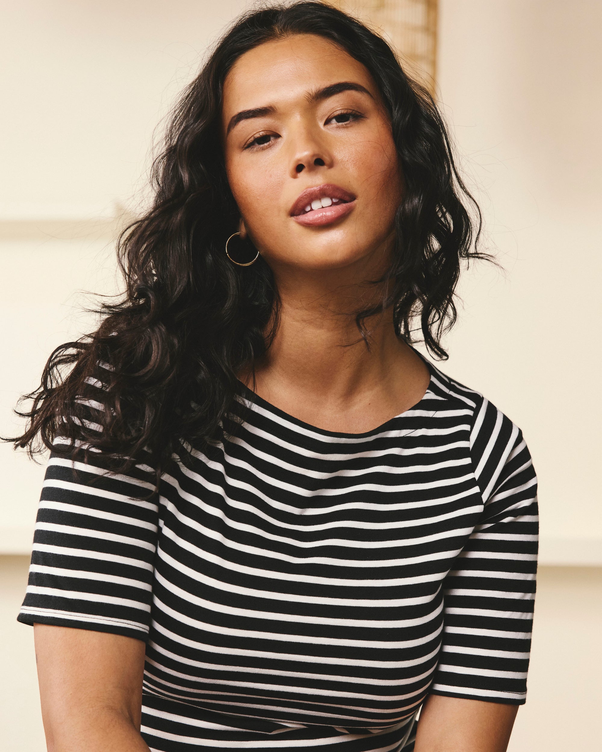 Belle Breton Stripe Jersey Dress - Black/White Stripe Universal Standard Belle Breton Stripe Jersey Dress - Black/White Stripe Universal Standard