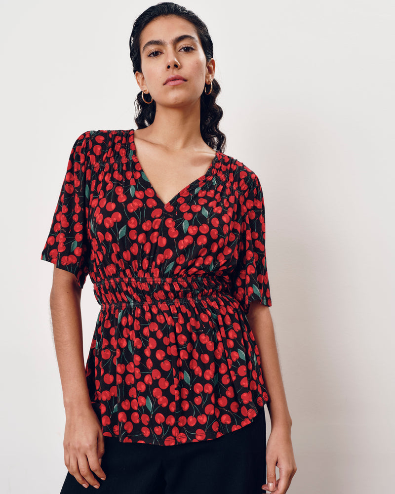 Flora Liquid Jersey Top - Very Cherry Print | Plus Size & Straight Size Women's Fashion | Universal Standard
