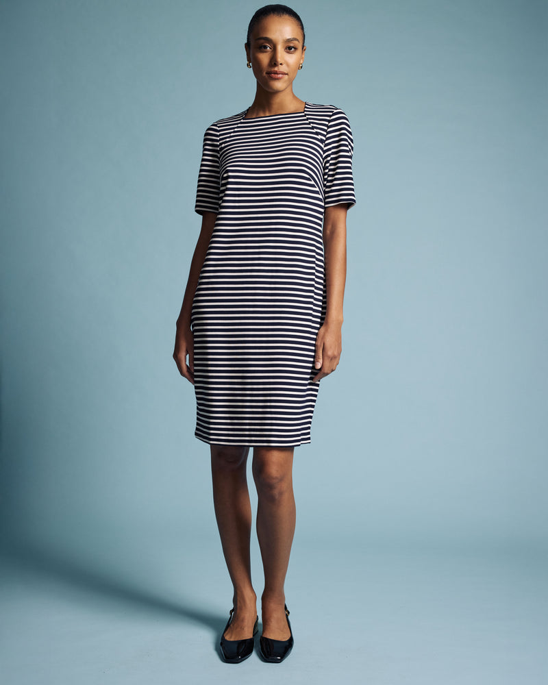 Envelope Neck Ponte Dress - St. James Stripe