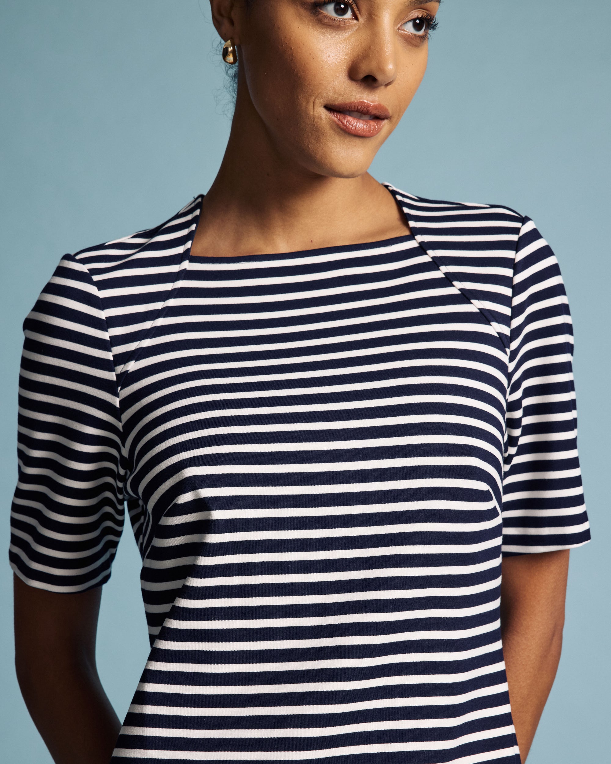 Envelope Neck Ponte Dress - St. James Stripe