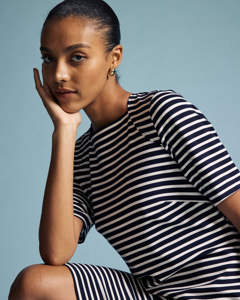 Envelope Neck Ponte Dress - St. James Stripe