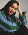 Henning x US Madison Shirt - Green/Blue Directional Stripe