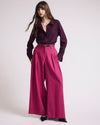 Woman wearing Palais Stretch Linen Wide Leg Pant - Hyper Pink from Universal Standard