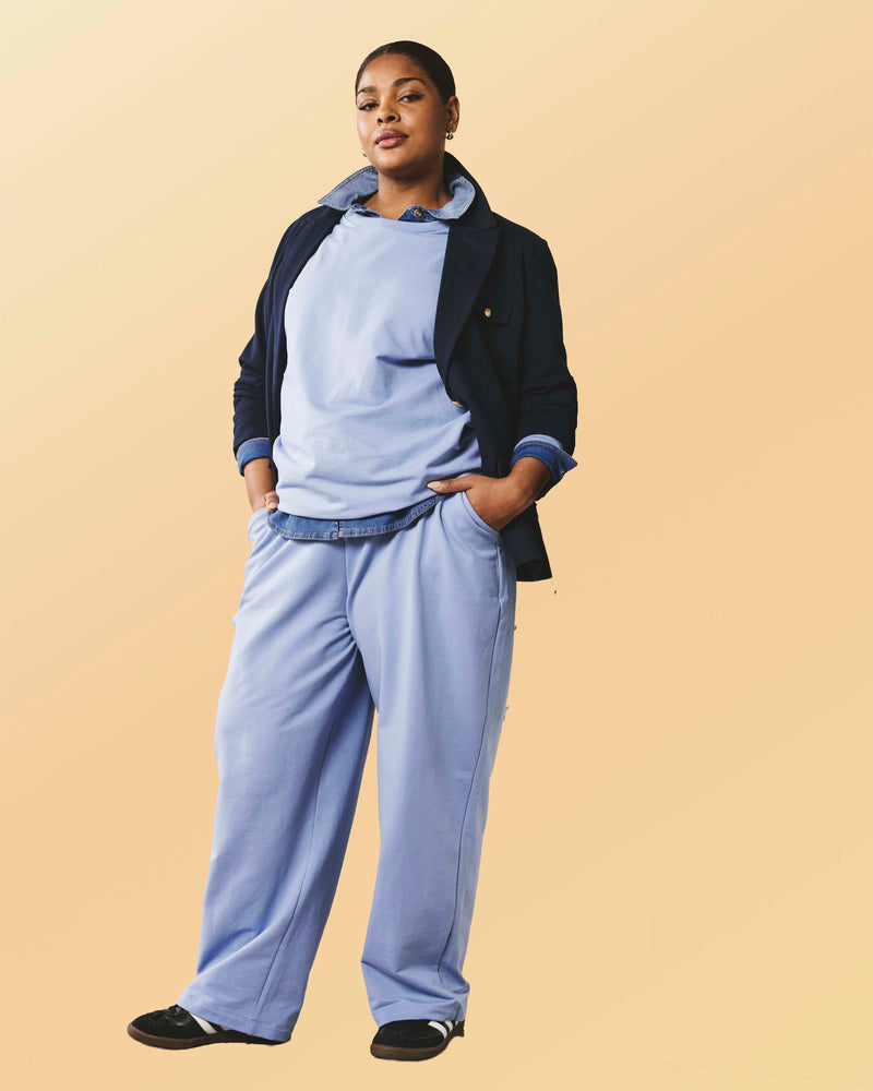 Straight Leg French Terry Sweatpants - Graceful Blue