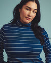 Cloud Rib Turtleneck - Teal/White Microstripe | Plus Size & Straight Size Women's Fashion | Universal Standard
