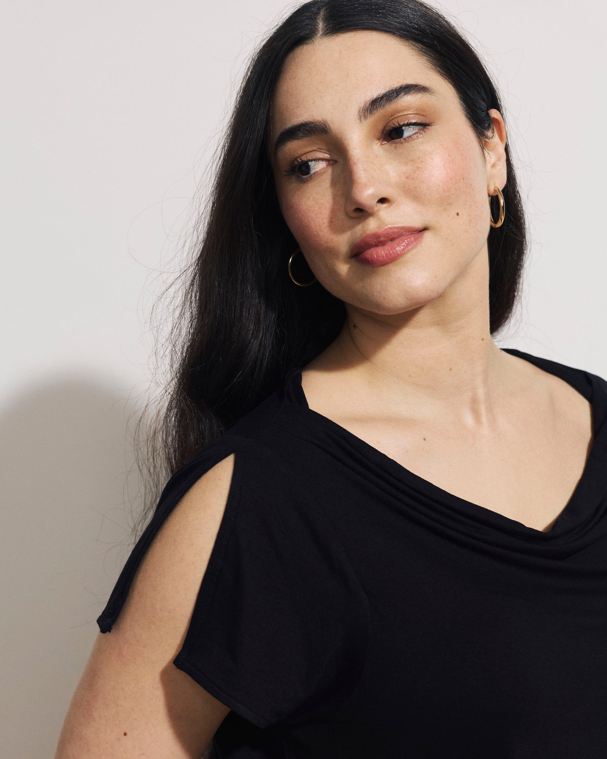Jewel Liquid Jersey Cowl Neck Top - Black | Plus Size & Straight Size Women's Fashion | Universal Standard