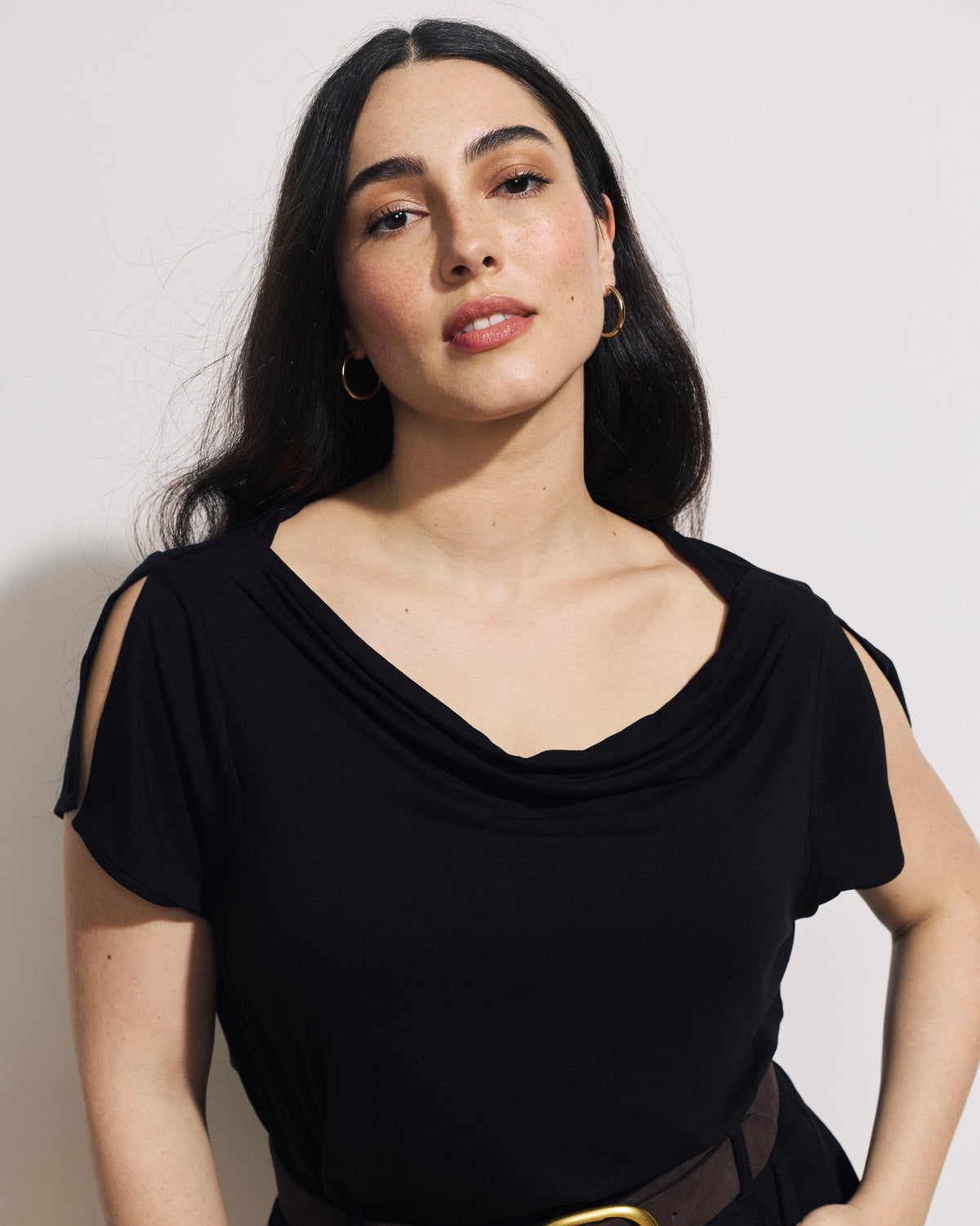 Jewel Liquid Jersey Cowl Neck Top - Black | Plus Size & Straight Size Women's Fashion | Universal Standard