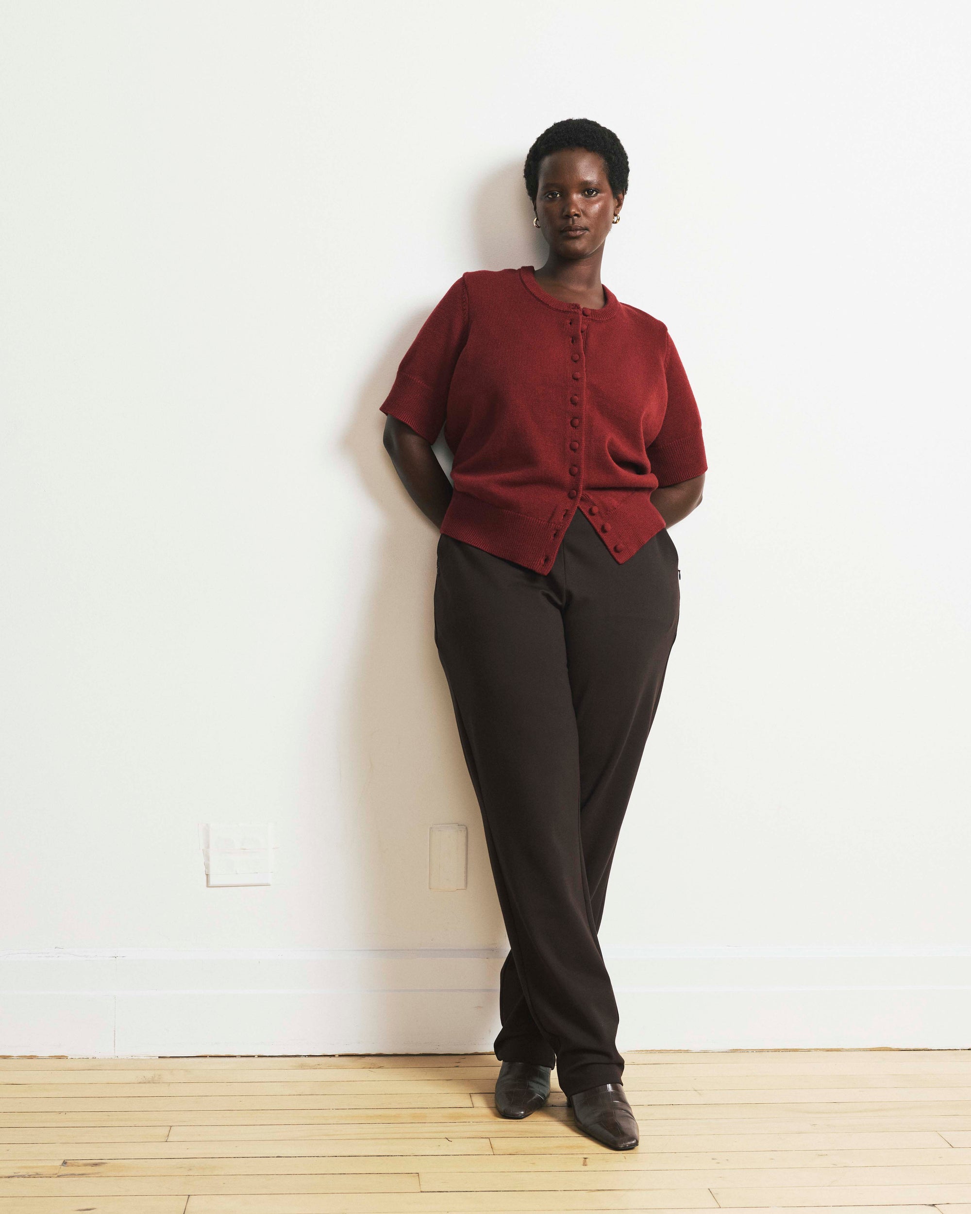 Soft Spun Short Sleeve Cardigan - Deep Red | Plus Size & Straight Size Women's Fashion | Universal Standard