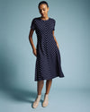Imani Ponte Dress - Navy Pinstripe