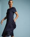 Imani Ponte Dress - Navy Pinstripe