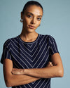 Imani Ponte Dress - Navy Pinstripe