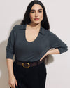 Katia Liquid Jersey Collared Top - Dark Gray Heather | Plus Size & Straight Size Women's Fashion | Universal Standard