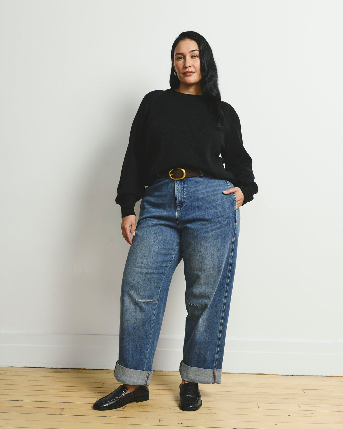 Soft Spun Long Sleeve Sweater - Black