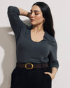 Katia Liquid Jersey Collared Top - Dark Gray Heather | Plus Size & Straight Size Women's Fashion | Universal Standard