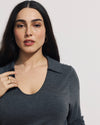 Katia Liquid Jersey Collared Top - Dark Gray Heather | Plus Size & Straight Size Women's Fashion | Universal Standard