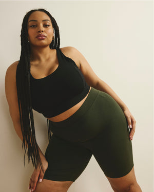 Woman wearing Roya Bike Shorts - Nori from Universal Standard