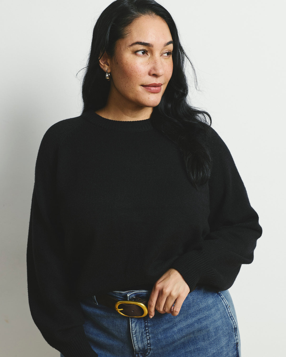 Soft Spun Long Sleeve Sweater - Black