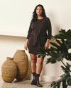 Woman wearing Misa Tie Sweatshirt Dress - Deep Brown from Universal Standard