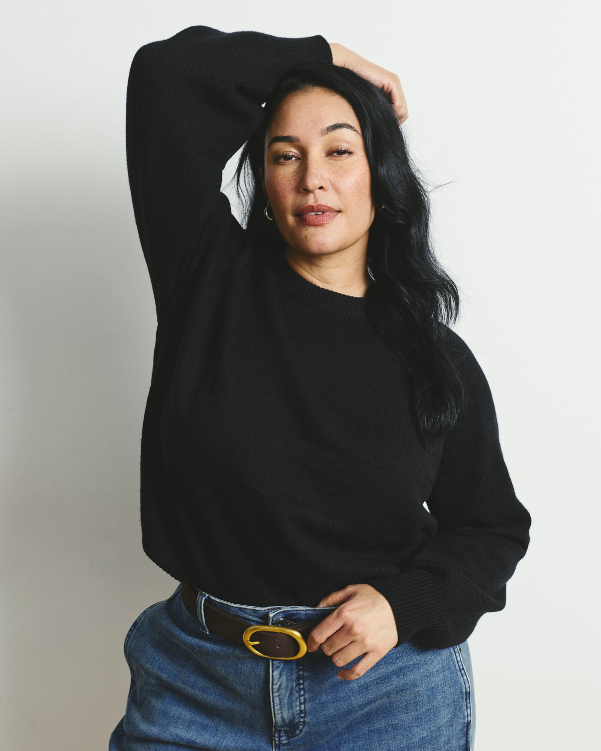 Soft Spun Long Sleeve Sweater - Black