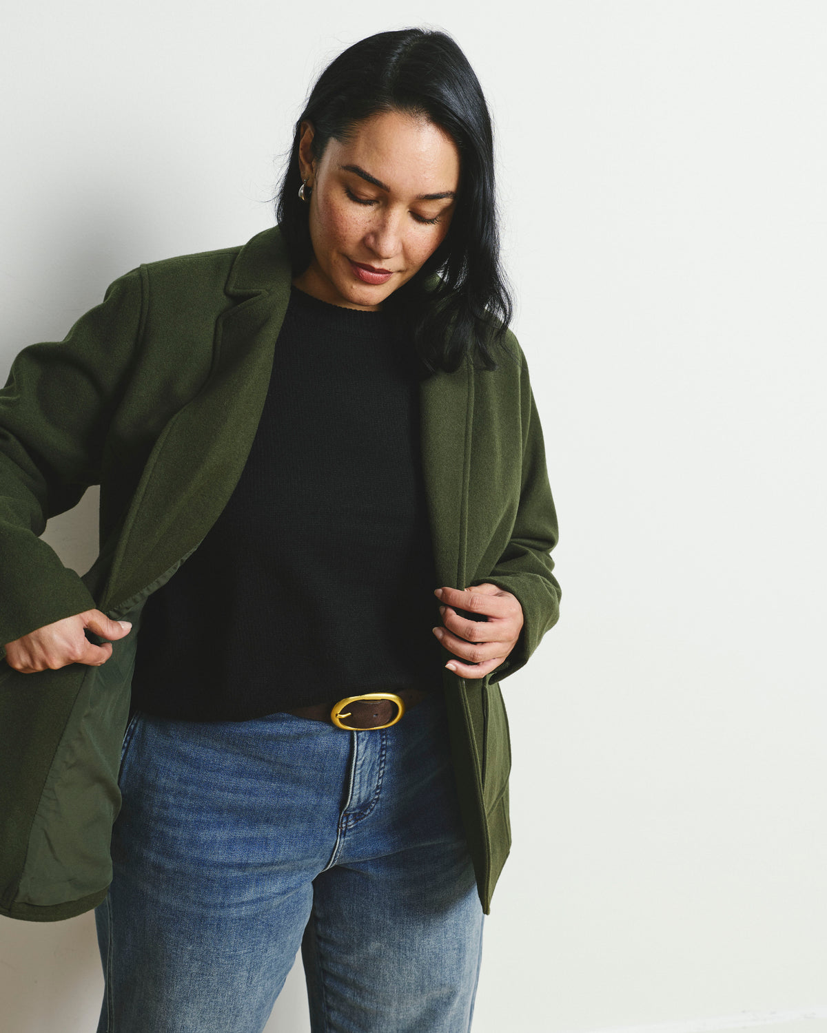 Kidjo Tailored Wool Blend Jacket - Deep Moss
