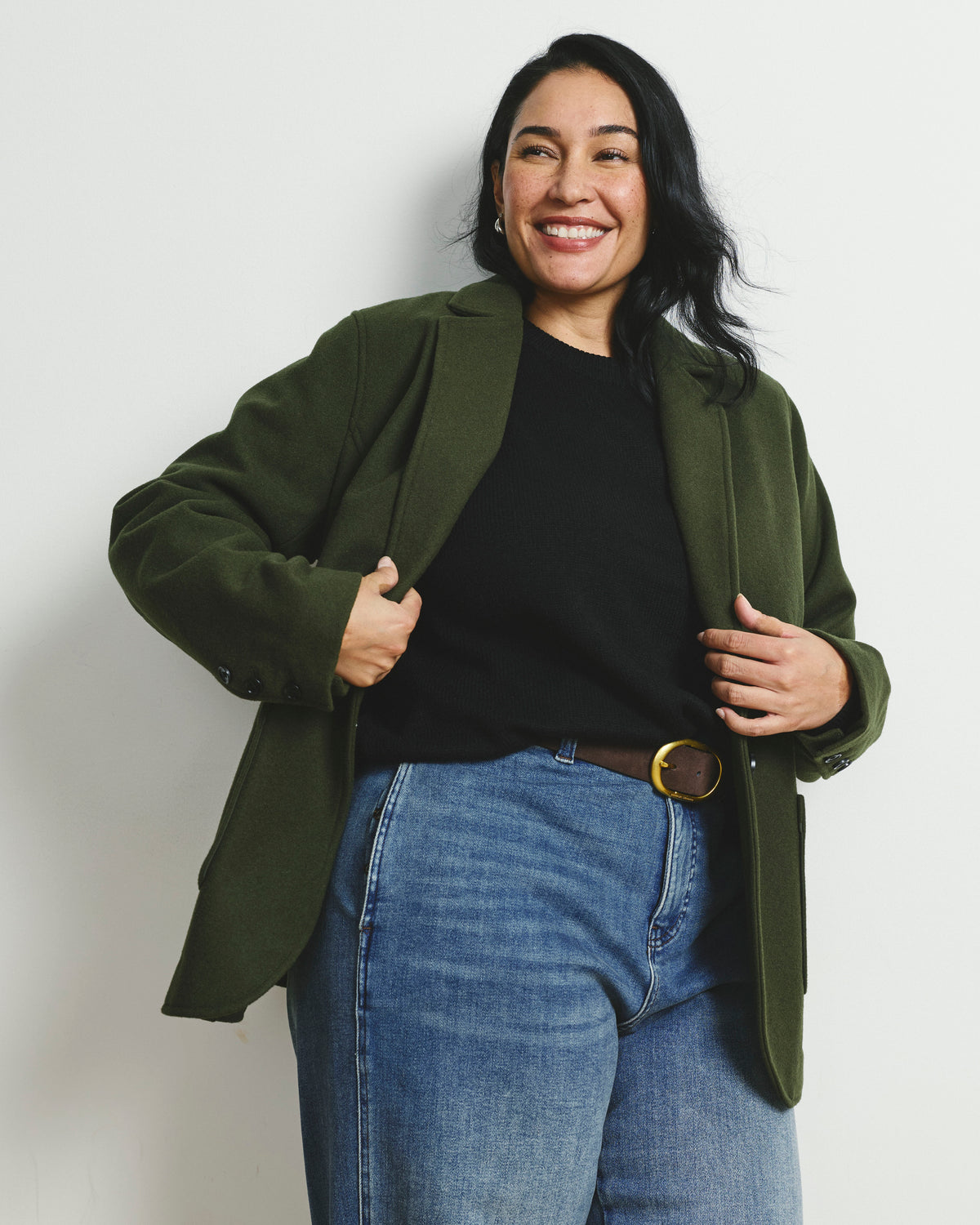 Kidjo Tailored Wool Blend Jacket - Deep Moss