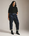 Stevie High Rise Cuffed Straight Leg Jeans - Indigo Tiedye Wash